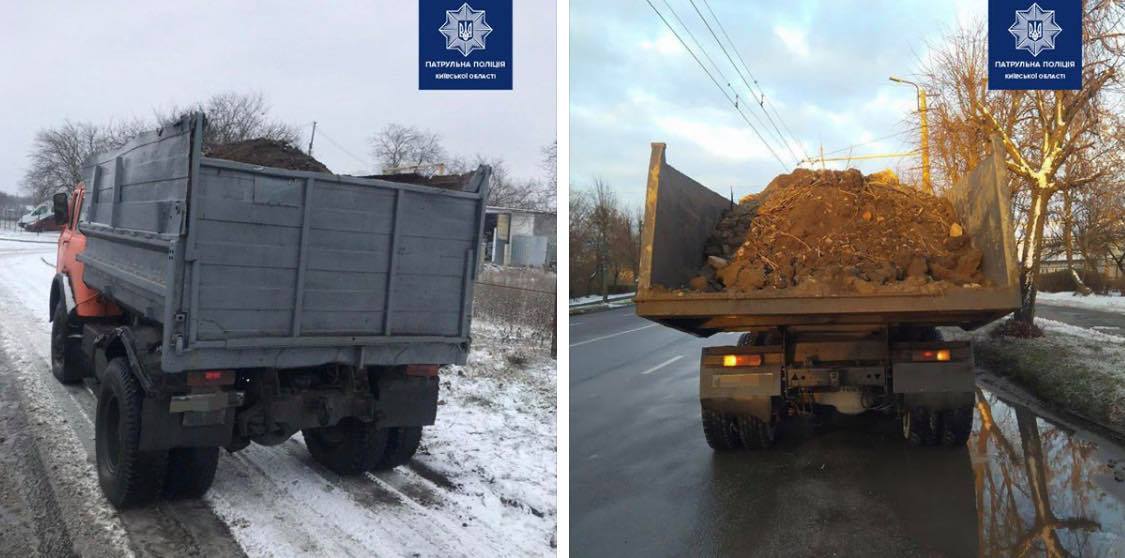 На Київщині патрульні завадили одному водію вивезти білоцерківський чорнозем без відповідних документів, а другому водію-перевізнику чорнозему – уникнути відповідальність за порушення ПДР