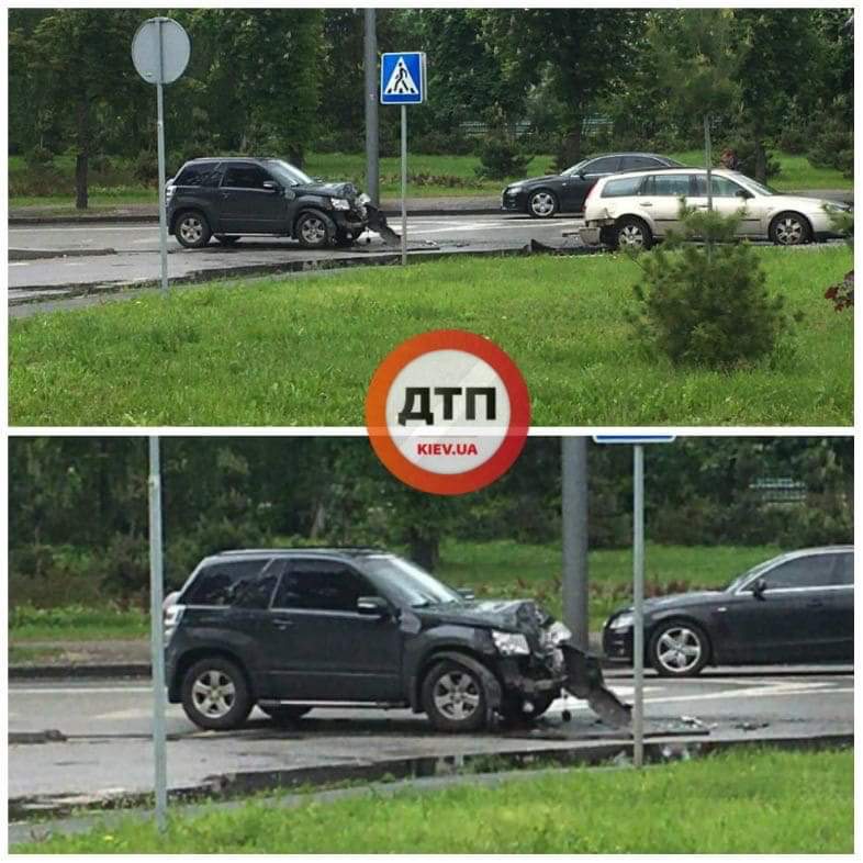 В Киеве на Воздухофлотском проспекте произошло дистанционное ДТП с участием двух легковых автомобилей